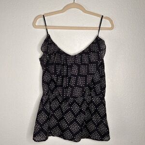 GAP NAVY Blue/White Silk/Cotton Cami/Tank Retro Daggered Collar w/ Cinch Waist